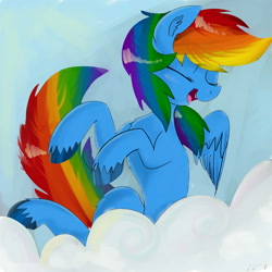 Size: 2000x2000 | Tagged: safe, artist:bloodyhellhayden, rainbow dash, pegasus, pony, blue coat, female, mare, multicolored mane