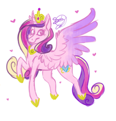 Size: 1937x2029 | Tagged: safe, artist:g-elric, princess cadance, alicorn, pony, female, flying, heart, jewelry, mare, regalia, simple background, solo, traditional art, white background