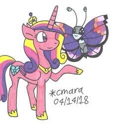 Size: 854x927 | Tagged: safe, artist:cmara, princess cadance, alicorn, pony, crossover, pokémon, traditional art, vivillon