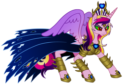 Size: 1453x996 | Tagged: safe, artist:rose-beuty, princess cadance, alicorn, pony, armor, corrupted, dark magic, evil cadance, magic, simple background, solo, transparent background, vector