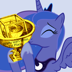 Size: 360x360 | Tagged: safe, edit, princess luna, alicorn, pony, funny, trophy, waifu