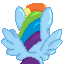 Size: 64x64 | Tagged: safe, rainbow dash, pegasus, pony, blue coat, female, mare, multicolored mane, pixel art, ponymon