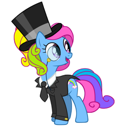 Size: 5345x5826 | Tagged: safe, artist:tzolkine, rainbow dash, rainbow dash (g3), g3, absurd resolution, clothes, g3 to g4, generation leap, hat, monocle, necktie, rainbow dash always dresses in style, simple background, top hat, transparent background, vector