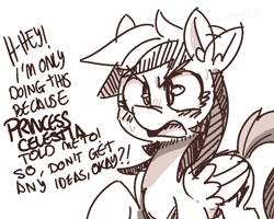 Size: 1000x800 | Tagged: safe, artist:xieril, rainbow dash, pegasus, pony, blushing, dialogue, ear twitch, open mouth, solo, sweat, tsundere