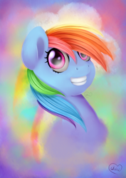 Size: 1024x1448 | Tagged: safe, artist:chinri-chi, derpibooru import, rainbow dash, pegasus, pony, female, mare, simple background, solo