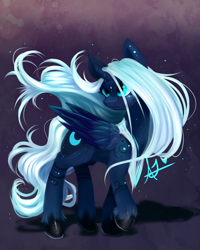 Size: 4000x5000 | Tagged: safe, artist:thefluffyvixen, princess luna, alicorn, pony, absurd resolution, alternate design, curved horn, female, mare, solo