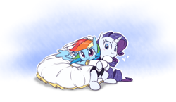 Size: 2096x1213 | Tagged: safe, artist:raridashdoodles, rainbow dash, rarity, pegasus, pony, unicorn, clothes, dress, female, hug, lesbian, marriage, raridash, shipping, suit, wedding, wedding dress