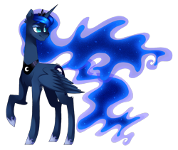 Size: 3953x3329 | Tagged: safe, artist:dazeyruch, princess luna, alicorn, pony, female, high res, long neck, mare, raised hoof, simple background, solo, transparent background