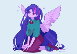 Size: 1280x898 | Tagged: safe, artist:dusty-munji, twilight sparkle, twilight sparkle (alicorn), alicorn, human, humanized, pony coloring, simple background, solo, winged humanization