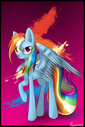 Size: 1024x1536 | Tagged: safe, artist:pxoenix2014, derpibooru import, rainbow dash, pegasus, pony, backwards cutie mark, element of loyalty, solo