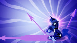 Size: 1920x1080 | Tagged: safe, artist:karl97, artist:mysteriouskaos, edit, princess luna, alicorn, pony, arrows, confused, raised hoof, solo, vector, wallpaper, wallpaper edit