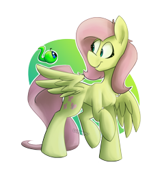 Size: 1528x1611 | Tagged: safe, artist:luximus17, fluttershy, pegasus, pony, crossover, female, head turn, jacksepticeye, looking at each other, looking at something, mare, one wing out, partial background, raised hoof, sam septiceye, smiling, wings