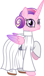 Size: 464x800 | Tagged: safe, artist:cloudyglow, princess cadance, alicorn, pony, clothes, cosplay, costume, crossover, disney, female, mare, princess leia, simple background, solo, star wars, transparent background