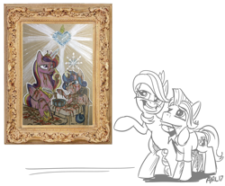 Size: 1024x848 | Tagged: safe, artist:lytlethelemur, princess cadance, princess flurry heart, oc, oc:chill factor, oc:gimbal lock, alicorn, pegasus, pony, bust, portrait, roleplaying is magic