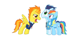 Size: 1000x600 | Tagged: safe, artist:rebron-y, artist:thunderelemental, rainbow dash, soarin', spitfire, pegasus, pony, female, male, shipping, simple background, soarindash, straight, transparent background, vector, wonderbolts dress uniform