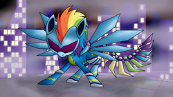 Size: 3840x2160 | Tagged: safe, artist:thunderelemental, derpibooru import, rainbow dash, pegasus, pony, robot, rainbot dash, solo