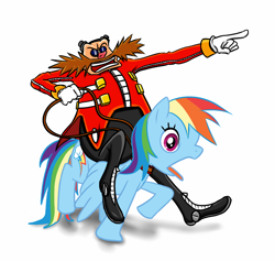 Size: 802x760 | Tagged: safe, artist:takfloyd, rainbow dash, pegasus, pony, crossover, dashabuse, doctor eggman, riding, sonic the hedgehog (series)