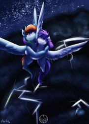 Size: 1088x1500 | Tagged: safe, artist:aeritus, rainbow dash, oc, pegasus, pony, fanfic, lightning