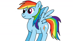 Size: 1280x720 | Tagged: safe, artist:jbond, rainbow dash, pegasus, pony, simple background, solo, spread wings, white background