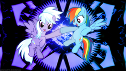 Size: 1920x1080 | Tagged: safe, artist:game-beatx14, cloudchaser, rainbow dash, pegasus, pony, hoofbump, vector, wallpaper