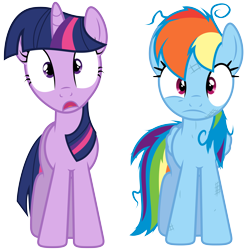 Size: 6400x6480 | Tagged: safe, artist:yanoda, rainbow dash, twilight sparkle, unicorn twilight, pegasus, pony, unicorn, games ponies play, absurd resolution, duo, female, mare, messy mane, simple background, transparent background, vector