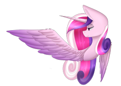 Size: 1028x728 | Tagged: safe, artist:imbirgiana, part of a set, princess cadance, alicorn, pony, bust, female, lidded eyes, mare, mi amores, one wing out, simple background, smiling, solo, transparent background