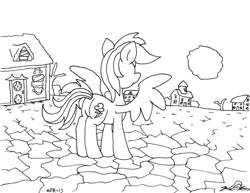 Size: 1016x786 | Tagged: safe, artist:dragonboi471, derpibooru import, rainbow dash, pegasus, pony, monochrome, solo