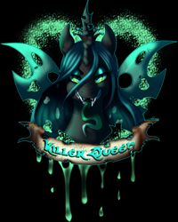 Size: 1280x1600 | Tagged: safe, artist:fatcakes, queen chrysalis, changeling, changeling queen, bust, shirt design, solo, tongue out