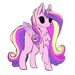 Size: 1024x1024 | Tagged: safe, artist:purediamond360, princess cadance, alicorn, pony, black sclera, chest fluff, chibi, female, mare, neck feathers, simple background, solo, white background