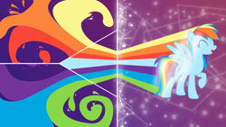 Size: 1920x1080 | Tagged: safe, artist:djdavid98 edits, artist:spntax, derpibooru import, rainbow dash, pegasus, pony, eyes closed, rainbow trail, vector, wallpaper