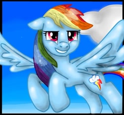 Size: 400x371 | Tagged: safe, artist:azureblazestarz, rainbow dash, pegasus, pony, blue coat, female, mare, multicolored mane