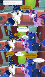 Size: 1280x2168 | Tagged: safe, artist:hakunohamikage, princess luna, star swirl the bearded, twilight sparkle, twilight sparkle (alicorn), alicorn, pony, ask, ask-princesssparkle, tumblr, twilight's lab