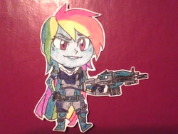 Size: 640x480 | Tagged: safe, artist:lordoflazy, derpibooru import, part of a set, rainbow dash, equestria girls, crossover, destiny (game), hunter, traditional art