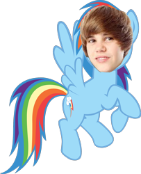 Size: 1390x1708 | Tagged: safe, rainbow dash, pegasus, pony, blue coat, female, justin bieber, mare, multicolored mane, rainbow