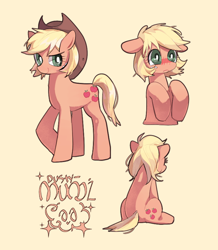 Size: 740x848 | Tagged: safe, artist:dusty-munji, applejack, earth pony, pony, alternate hairstyle, blushing, pixie cut, smiling, solo