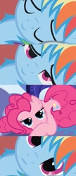 Size: 393x912 | Tagged: safe, derpibooru import, pinkie pie, rainbow dash, earth pony, pegasus, pony, bed, female, image macro, lesbian, meme, morning ponies, pinkiedash, shipping