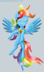 Size: 800x1316 | Tagged: safe, artist:rainbowrapsberry, rainbow dash, pegasus, pony, blue coat, element of loyalty, female, mare, multicolored mane, solo