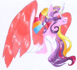 Size: 2479x2252 | Tagged: safe, artist:frozensoulpony, princess cadance, alicorn, pony, bust, colored wings, high res, multicolored wings, portrait, solo, traditional art