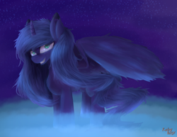 Size: 1400x1080 | Tagged: safe, artist:ruby dusk, princess luna, alicorn, pony, solo, spread wings, wings