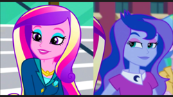 Size: 1366x768 | Tagged: safe, dean cadance, princess cadance, princess luna, vice principal luna, equestria girls, friendship games, beautiful, flirting, sexy