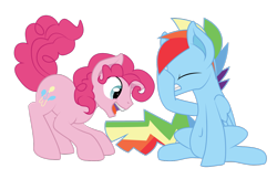 Size: 1600x1038 | Tagged: safe, artist:dr-whiskey, derpibooru import, bubble berry, pinkie pie, rainbow blitz, rainbow dash, earth pony, pegasus, pony, belly button, facehoof, rule 63