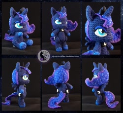 Size: 1096x1002 | Tagged: safe, artist:sycreich-crochet, princess luna, alicorn, pony, amigurumi, bipedal, chibi, crochet, female, irl, jewelry, mare, photo, plushie, regalia, solo