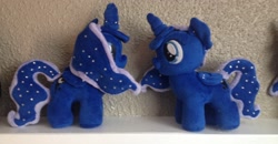 Size: 2944x1534 | Tagged: safe, artist:sen5, princess luna, alicorn, pony, female, folded wings, irl, mare, missing accessory, photo, plushie, solo