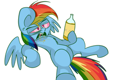 Size: 1280x828 | Tagged: safe, artist:extradan, rainbow dash, pegasus, pony, alcohol, bloodshot eyes, dashaholic, drunk, drunker dash