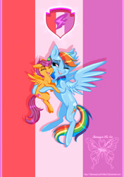 Size: 1024x1451 | Tagged: safe, artist:shimmycocopuffssx1, derpibooru import, rainbow dash, scootaloo, pegasus, pony, crusaders of the lost mark, backwards cutie mark, cutie mark, scootalove, the cmc's cutie marks