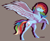 Size: 990x820 | Tagged: safe, artist:zetapold, derpibooru import, rainbow dash, pegasus, pony, profile, rearing, simple background, solo, spread wings, tongue out