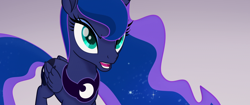 Size: 1920x804 | Tagged: safe, screencap, princess luna, alicorn, pony, my little pony: the movie, ethereal mane, luna is not amused, starry mane, unamused