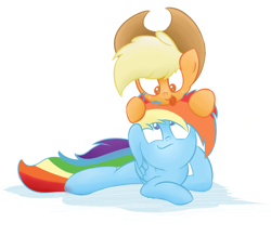 Size: 1054x917 | Tagged: safe, artist:themightyshizam, derpibooru import, applejack, rainbow dash, earth pony, pegasus, pony, :p, cute, tongue out