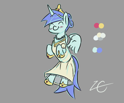 Size: 900x750 | Tagged: safe, artist:liracrown, derpibooru import, rainbow dash, pegasus, pony, clothes, costume, crown, dress, happy, princess, shoes, sketch