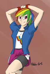 Size: 1280x1888 | Tagged: safe, artist:hobbsmeerkat, rainbow dash, human, 30 minute art challenge, female, humanized, signature